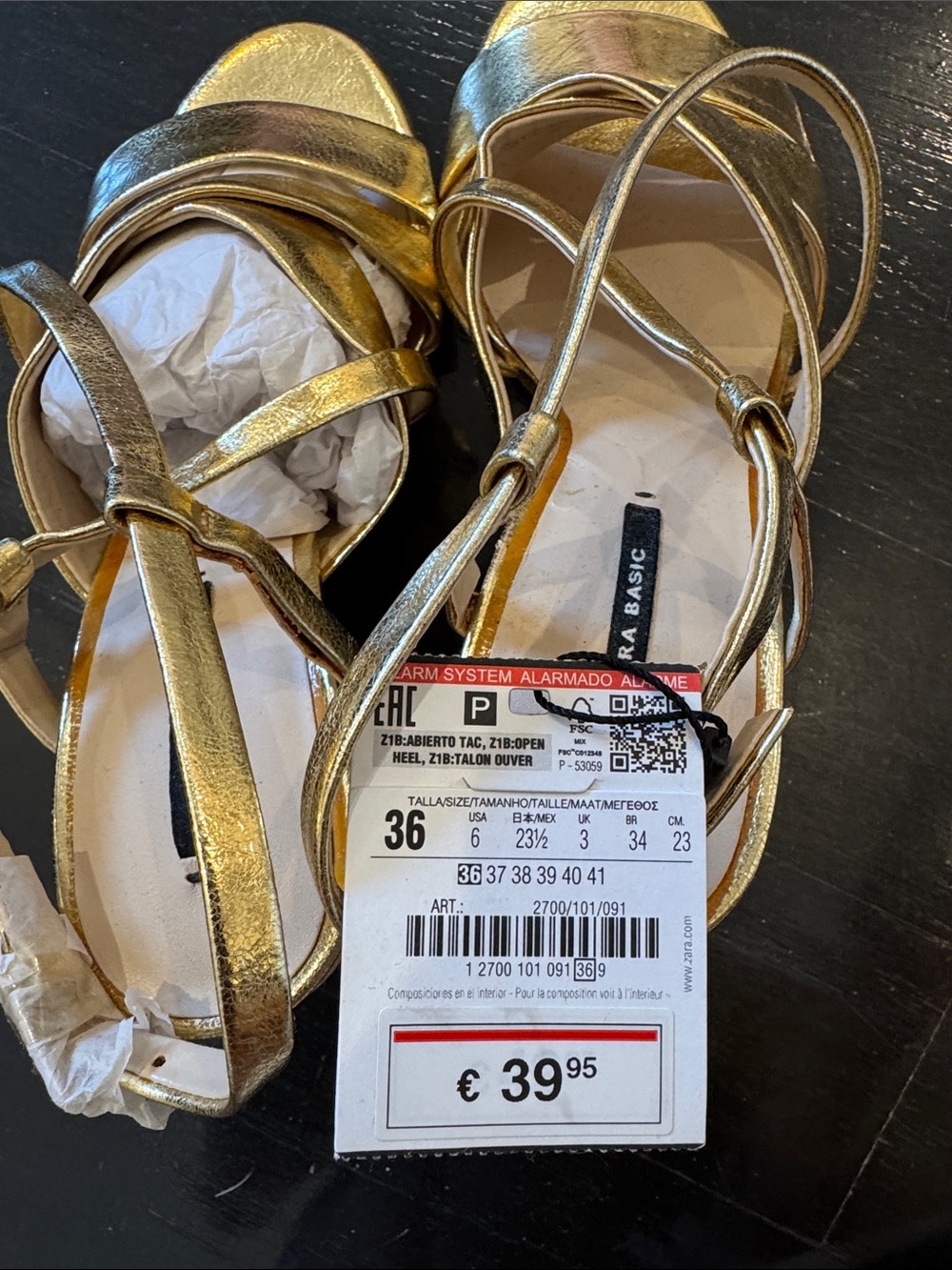 Zara Metallic Gold Strappy Sandals - Picture 2 of 3